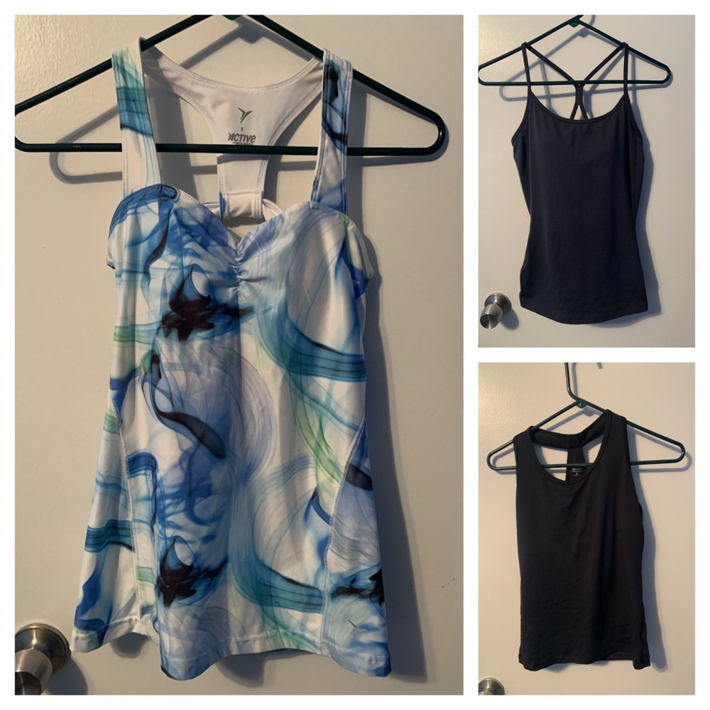 Bundle lot of 3 racerback padded running tops Sm